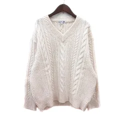 ジェイダブリューアンダーソン JWアンダーソン J.W.ANDERSON ユニクロ UNIQLO ニット セーター Vネック 長袖 ケーブル XXL 白 アイボリー /MNのサムネイル