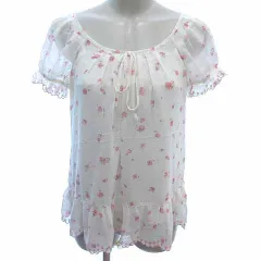 レストローズ L'EST ROSE ブラウス シフォン キャミソール付き レース 刺しゅう 花柄 半袖 2 M 白 ホワイト ピンク /YKのサムネイル
