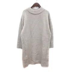 トラッゾドンナ Torrazzo Donna ワンピース ニット ひざ丈 ハイネック 長袖 ロールアップ グレージュ /MNのサムネイル
