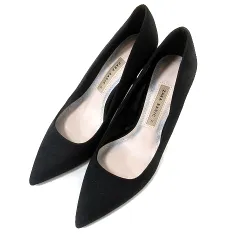 ザラ ベーシック ZARA BASIC パンプス ポインテッドトゥ ピンヒール スウェード 37 黒 ブラック /RTのサムネイル