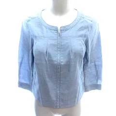 アンタイトル UNTITLED ノーカラージャケット シャツ 麻混 リネン混 七分袖 2 M 水色 ライトブルー /AUのサムネイル