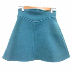カルヴェン CARVEN フレアスカート ミニ ウール 34 XS 青 ブルー /YKのサムネイル