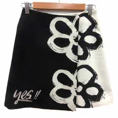 デシグアル Desigual ラップスカート 台形 ミニ 花柄 EUR34 XS 黒 ブラック 白 ホワイト /YKのサムネイル