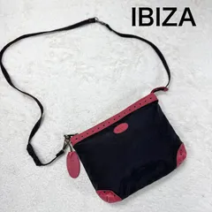 日本製 イビサ IBIZA ショルダーバッグ 斜めがけ ナイロン 本革 レザー カットワーク 星 黒 赤のサムネイル