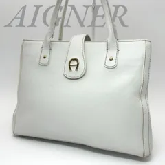 【B5765】 AIGNER アイグナー トートバッグ レザー ホワイト 肩掛け ホースシューロゴ フラップ レディース スクエア型のサムネイル