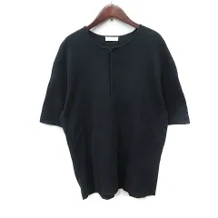 B&Y ユナイテッドアローズ BEAUTY&YOUTH ビューティー&ユース ヘンリーネック カットソー 長袖 L 黒 ブラック /YIのサムネイル