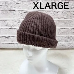 エクストララージ XLARGE ニット帽 ビーニー ロゴ刺繍 リブ編み ブラウンのサムネイル