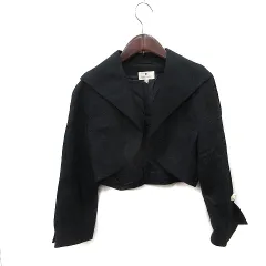 エムズグレイシー M'S GRACY ジャケット ショールカラー 総裏地 クロップド 麻混 リネン混 9 M 黒 ブラック /YIのサムネイル