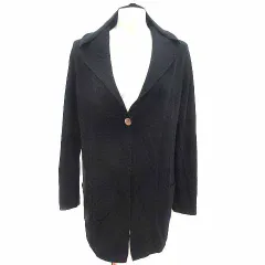 ビルダジュール ville d'azur ロングカーディガン ニット フード 長袖 ウール 42 XL 黒 ブラック /YKのサムネイル