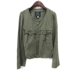 シンシアローリー CYNTHIA ROWLEY ノーカラージャケット ジップアップ フリル 2 M 緑 カーキ /YIのサムネイル