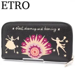 【未使用級】ETRO ラウンドファスナー 長財布 PVC ブラック ロゴ金具のサムネイル