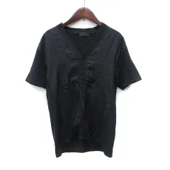 コムサデモードメン COMME CA DU MODE MEN カーディガン カットソー 切替 シフォン 半袖 3 M～L 黒 ブラック /YIのサムネイル