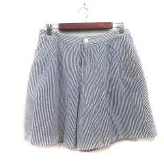 クミキョク 組曲 KUMIKYOKU パンツ キュロット ストライプ サッカー地 5 XL 黒 ブラック 白 ホワイト /YIのサムネイル