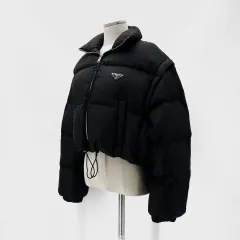 PRADA プラダ ジャカード コンバーチブル クロップド レディース ショート ダウン アウター 29Y056のサムネイル