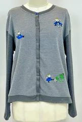 ★★★【新品送料無料】　ALBEROBELLO　アルベロベロ　オレボレブラ　ストレッチボーダーカーディガン　グレー　M　ミシン刺繍　531403　★★★のサムネイル