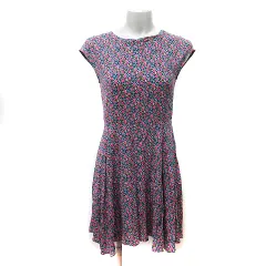 ボンメルスリー BON MERCERIE ワンピース ミニ フレンチスリーブ 花柄 レース 36 S マルチカラー /YIのサムネイル