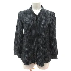 スピック＆スパン ノーブル Spick&Span Noble シャツ ボウタイリボン ドット 長袖 黒 ブラック グレー /MSのサムネイル