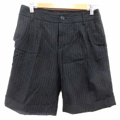 クローラ crolla ショートパンツ ストライプ ウール 38 M 黒 ブラック /YKのサムネイル