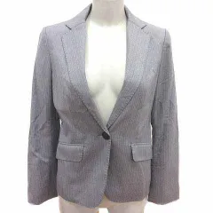 イネド INED テーラードジャケット 背抜き ストライプ ウール 7 S グレー ピンク /YKのサムネイル