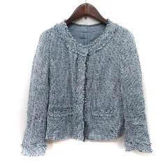 アイシービー iCB ノーカラージャケット 総裏地 ツイード 総柄 麻混 リネン混 9 M マルチカラー /YIのサムネイル