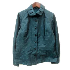 ロシャス ROCHAS シャツ ブラウス ボーダー ドット 長袖 レース 9 M 緑 グリーン /MNのサムネイル