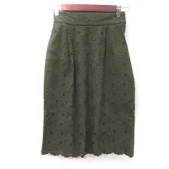 エフデ ef-de タイトスカート ミモレ ロング 刺繍 7 S 緑 カーキ /YIのサムネイル