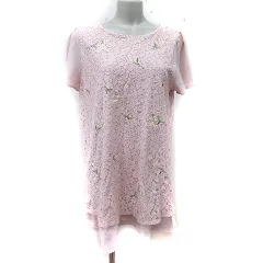 ギャラリービスコンティ GALLERY VISCONTI ワンピース ミニ レース ドッキング シフォン 半袖 刺繍 3 M～L ピンク /YIのサムネイル