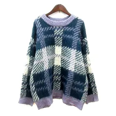 フリークスストア FREAKS STORE ニット セーター チェック 長袖 F 紺 ネイビー /MNのサムネイル