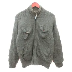 ゴールデンベア GOLDEN BEAR 中綿ジャケット ブルゾン ニット ウール M 緑 カーキ /MNのサムネイル