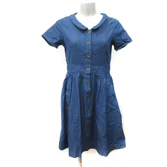 カージュ Khaju ワンピース ひざ丈 半袖 青 ブルー /YIのサムネイル