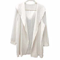 コムサデモード COMME CA DU MODE ロングカーディガン シャツ 前開き フード 長袖 11 L アイボリー 白 ホワイト /YKのサムネイル