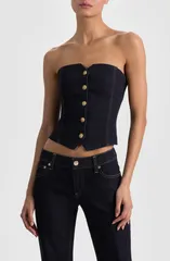 アリス アンド オリビア レディース トップス シャツ デニム Alice Olivia Kelcey Denim Corsetop DARK RINSE デニムのサムネイル