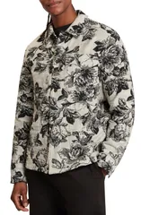 テッドベーカー メンズ アウター ジャケット・ブルゾン フラワー柄 シャツ フラワー Ted Baker Mairis Floral Jacquard ButtonUp Overshirt GREYのサムネイル