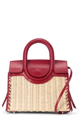 スタウド レディース バッグ ミニ STAUD Mini Maude Wicker Top Handle Bag NATURAL ROUGEのサムネイル