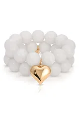 エティカ レディース アクセサリー ブレスレット・バングル・アンクレット Ettika Luck Love Stone Puffy Heart Stretch Bracelet BONE ストーンのサムネイル