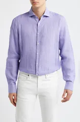 カナーリ メンズ トップス シャツ レギュラーフィット リネン Canali Regular Fit Linen ButtonUp Shirt LIGHT PURPLE パープルのサムネイル