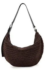 オールセインツ レディース バッグ AllSaints Luna Woven Straw Shoulder Bag COGNAC BROWN ブラウンのサムネイル