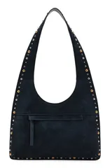 マンゴ レディース バッグ スエード MANGO Studded Suede Shoulder Bag NAVY ネイビーのサムネイル