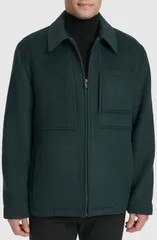 コールハーン メンズ アウター コート シャツ ジャケット Cole Haan Felt Zip Front Shirt Jacket DARK GREEN グリーンのサムネイル