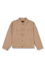 プレジャーズ メンズ アウター ジャケット・ブルゾン コットン PLEASURES Cat Mirror Stripe Cotton Trucker Jacket BEIGE ベージュのサムネイル