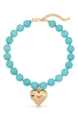 エティカ レディース アクセサリー ネックレス・チョーカー レース Ettika Chunky Beaded Heart Pendant Necklace TURQUOISE ターコイズのサムネイル