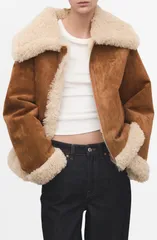 マンゴ レディース アウター ジャケット・ブルゾン MANGO Adriana Faux ShearlingJacket BROWN ブラウンのサムネイル