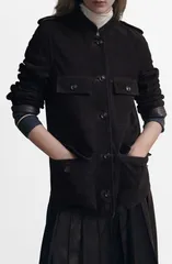 マンゴ レディース アウター コート スエード ジャケット MANGO Suede Jacket BROWN ブラウンのサムネイル