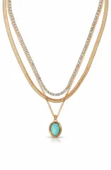 エティカ レディース アクセサリー ネックレス・チョーカー レース Ettika Crystal Halo Multistrand Necklace TURQUOISE GOLD ターコイズのサムネイル