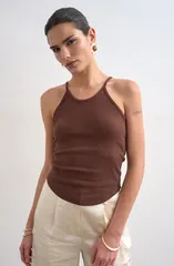トップショップ レディース トップス シャツ Topshop Rib Camisole BROWN ブラウンのサムネイル