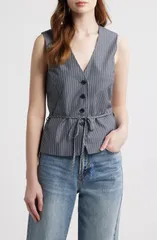 ラグアンドボーン レディース アウター ベスト rag bone Paulette Stripe Tie Waist Poplin Vest SALST ストライプのサムネイル