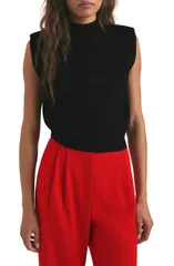 フェイバリット ドーター レディース トップス シャツ モックネック セーター Favorite Daughter The Whitney Mock Neck Crop Sweater BLACK ブのサムネイル