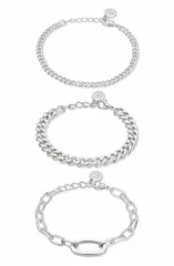 エティカ レディース アクセサリー ブレスレット・バングル・アンクレット Ettika Set of 3 Chain Link Bracelet sILVER シルバーのサムネイル