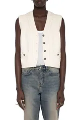 ザディグ エ ヴォルテール レディース アウター パーカー・スウェット ベスト Zadig Voltaire Mally Cable Stitch Vest VANILLEのサムネイル
