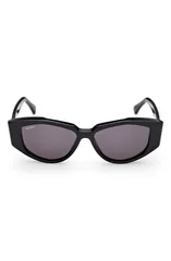 マックスマーラ レディース アクセサリー サングラス・アイウェア Max Mara Lee 52mm Round Sunglasses BLACK SHINY PALE GOLD SMOKE ブラックのサムネイル